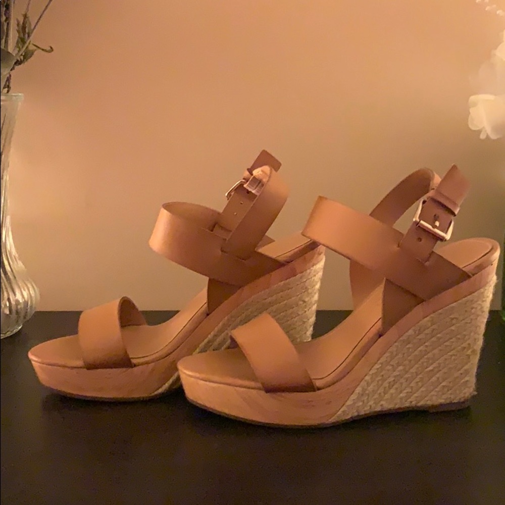 Tan summer wedges